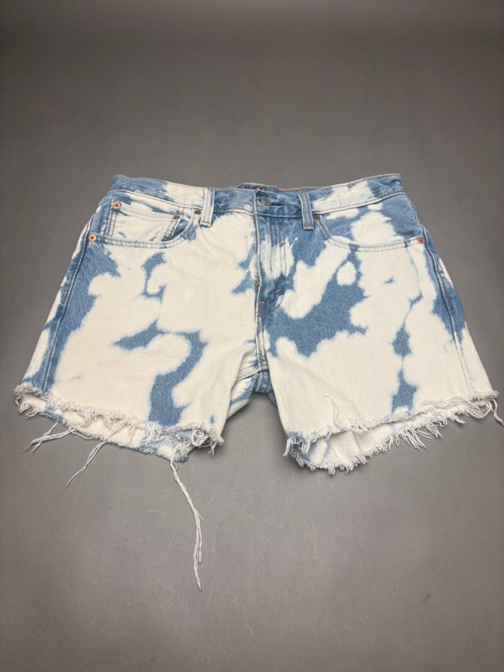 Levi's Blue and White Tie-Dye Cutoff Jean Shorts